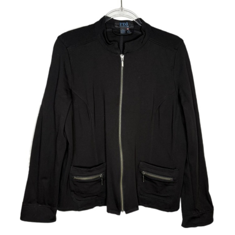 FDJ Black Ponte Knit Zip Jacket